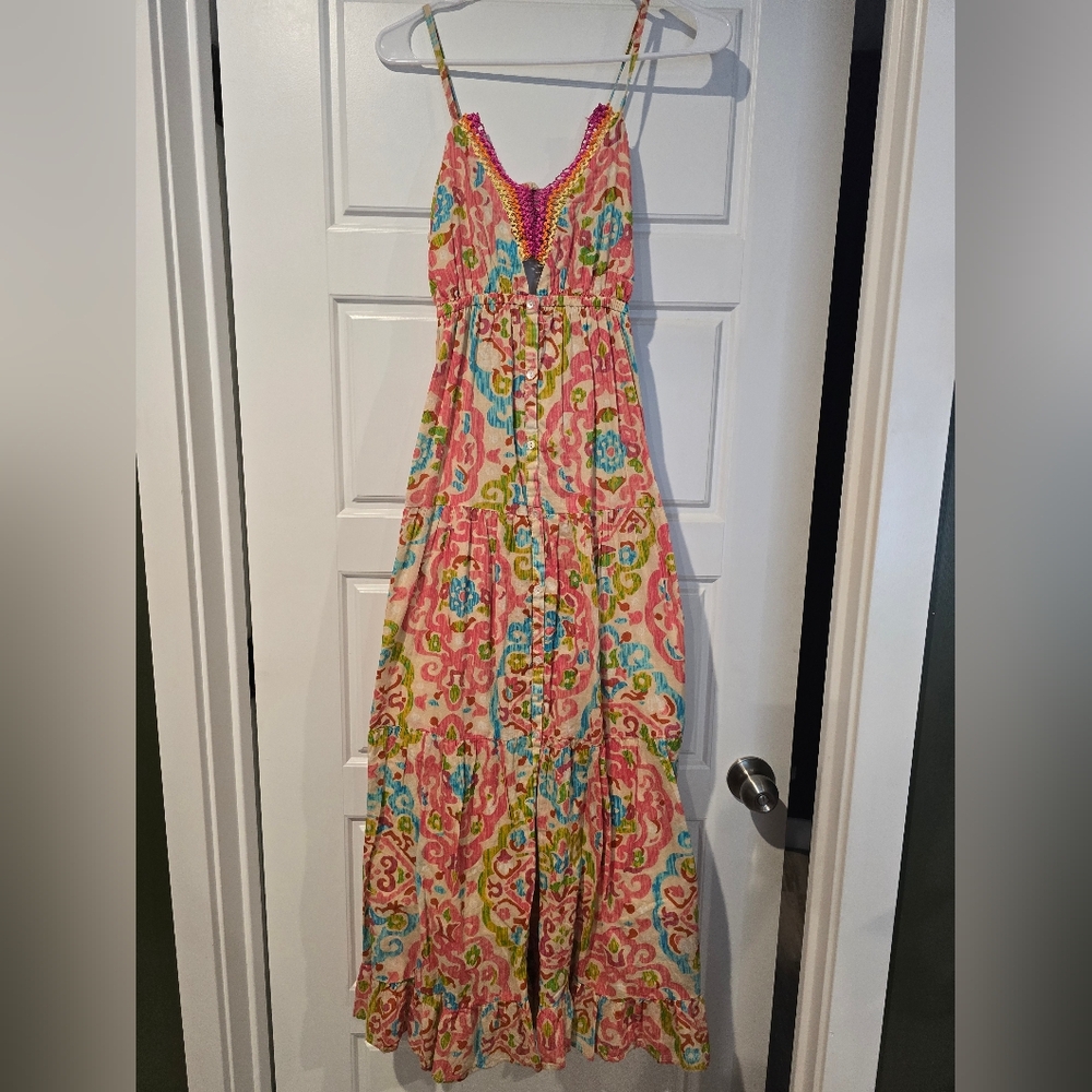 House of Harlow 1960 Pink and Green Patterned Maxi Dress